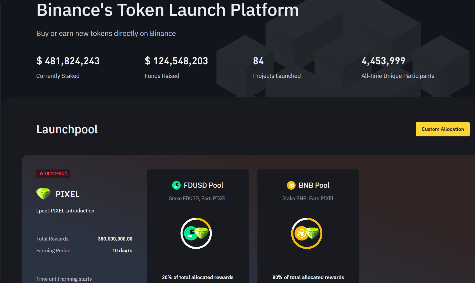 Binance Launches Pixels PIXEL On Binance Launchpool Start Farming At