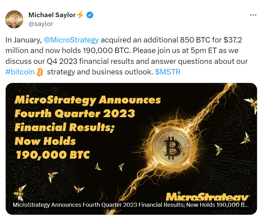 Microstrategy Currently Holds 190,000 BTC Worth $8.991 Billion As ...